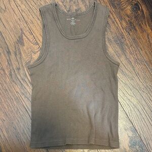 Brandy Melville Brown Ribbed Scoop Neck Tank Top